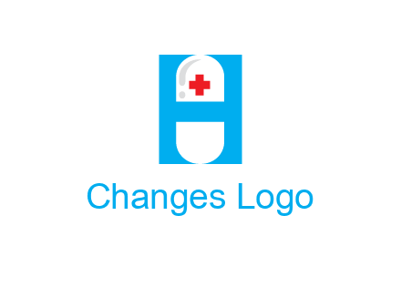 capsule and medical sign inside letter H logo