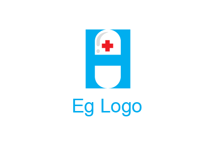 capsule and medical sign inside letter H logo