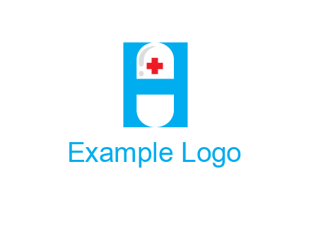capsule and medical sign inside letter H logo