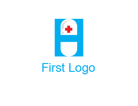 capsule and medical sign inside letter H logo