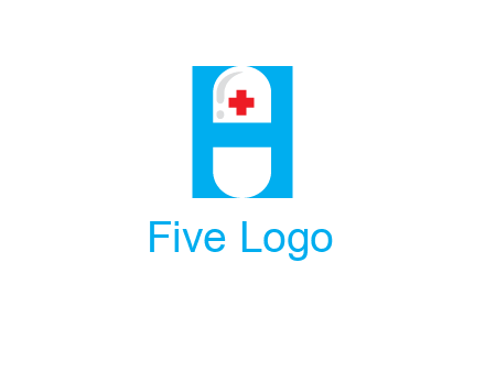 capsule and medical sign inside letter H logo