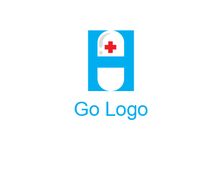 capsule and medical sign inside letter H logo
