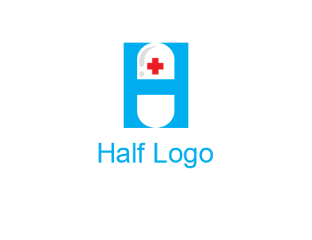 capsule and medical sign inside letter H logo