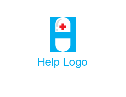 capsule and medical sign inside letter H logo