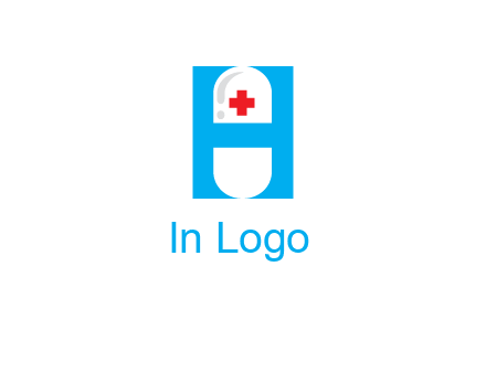 capsule and medical sign inside letter H logo