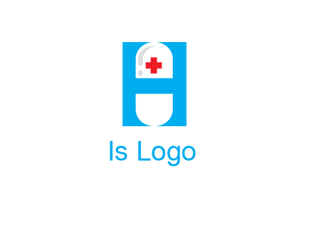 capsule and medical sign inside letter H logo