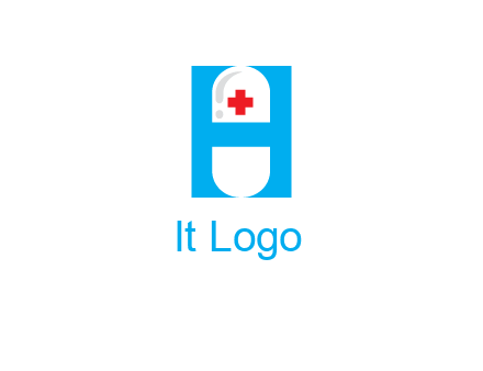 capsule and medical sign inside letter H logo