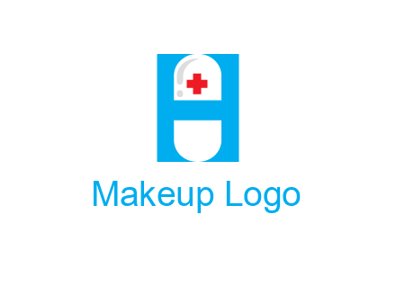 capsule and medical sign inside letter H logo
