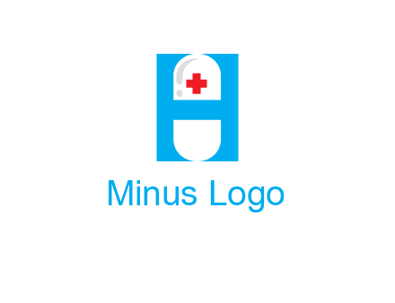 capsule and medical sign inside letter H logo