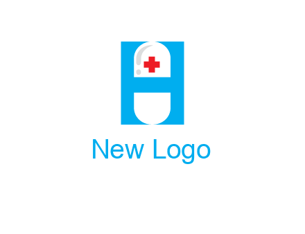 capsule and medical sign inside letter H logo