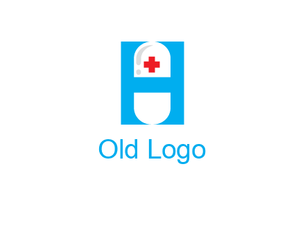 capsule and medical sign inside letter H logo