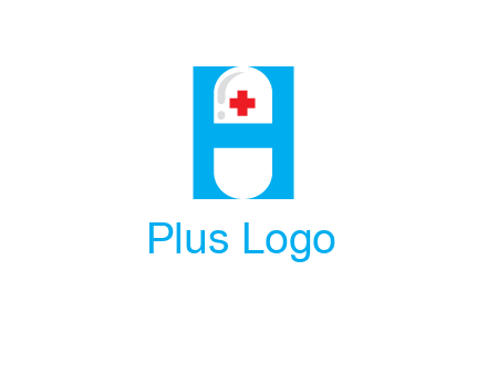 capsule and medical sign inside letter H logo