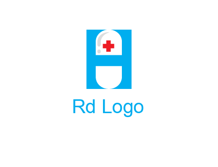capsule and medical sign inside letter H logo