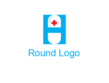 capsule and medical sign inside letter H logo
