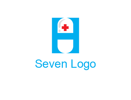 capsule and medical sign inside letter H logo