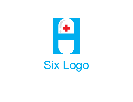 capsule and medical sign inside letter H logo