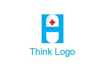 capsule and medical sign inside letter H logo