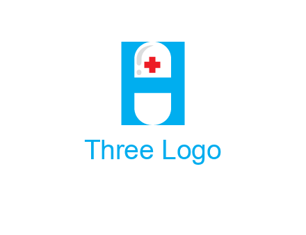 capsule and medical sign inside letter H logo