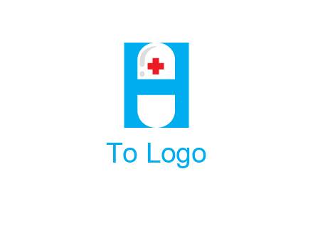 capsule and medical sign inside letter H logo