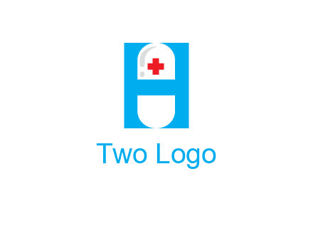 capsule and medical sign inside letter H logo