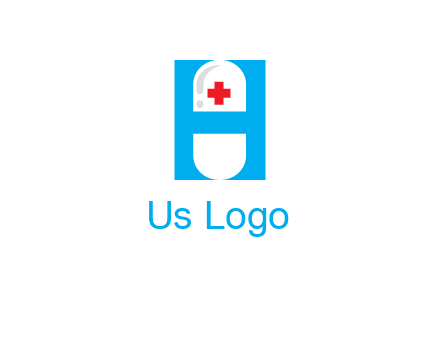 capsule and medical sign inside letter H logo