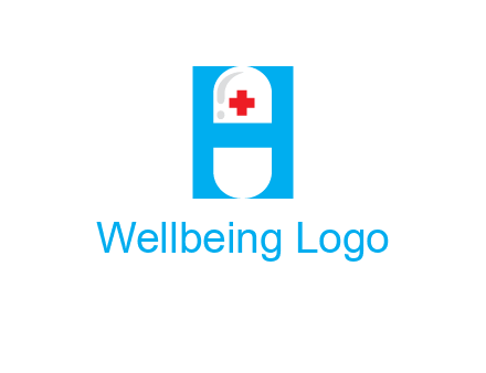 capsule and medical sign inside letter H logo