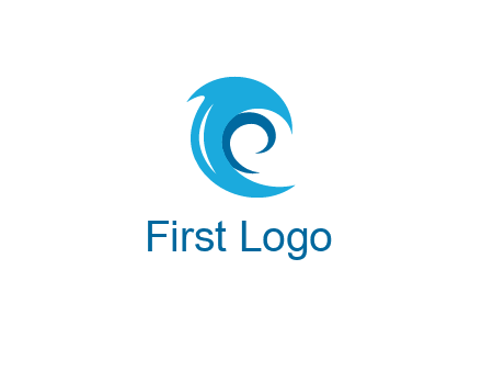 letter c made of waves logo