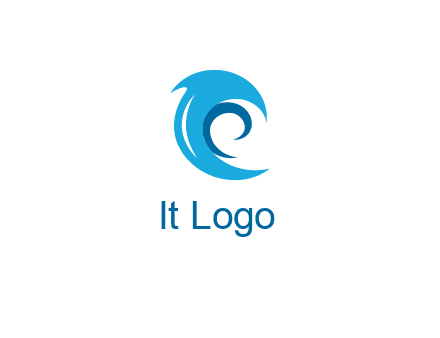letter c made of waves logo