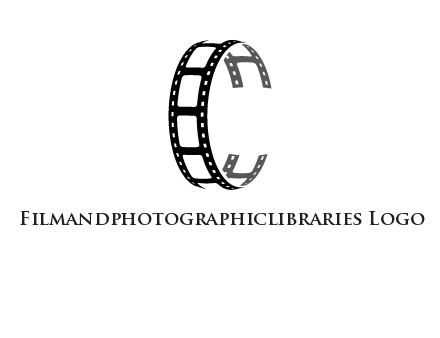 letter C made of film reel logo