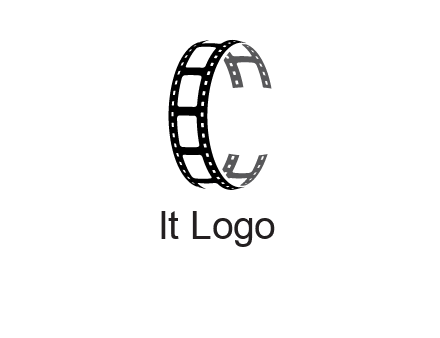 letter C made of film reel logo
