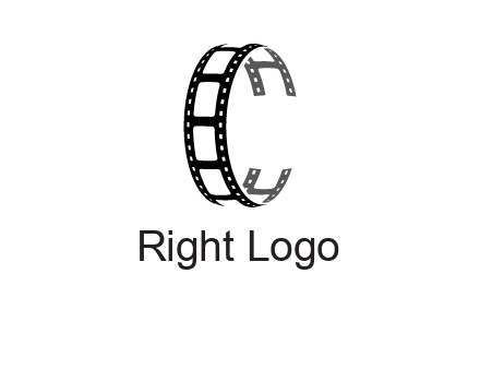 letter C made of film reel logo