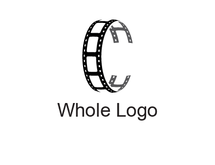 letter C made of film reel logo