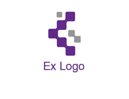 letter C made of square technology connection logo