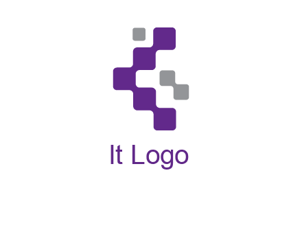 letter C made of square technology connection logo