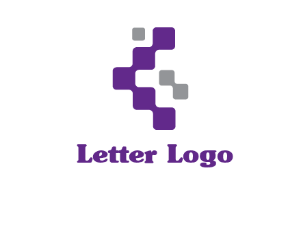 letter C made of square technology connection logo