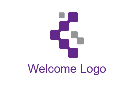 letter C made of square technology connection logo