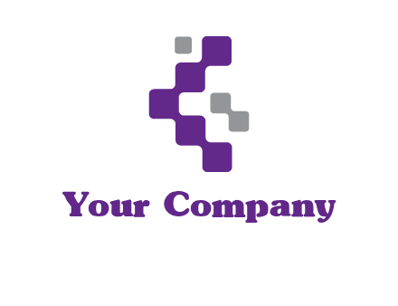 letter C made of square technology connection logo