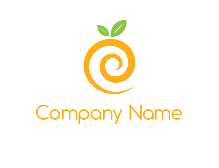 orange made of swirl with leaves logo