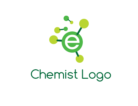 letter e inside circle with chemical bond logo