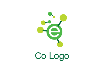letter e inside circle with chemical bond logo
