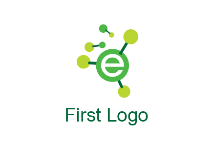 letter e inside circle with chemical bond logo