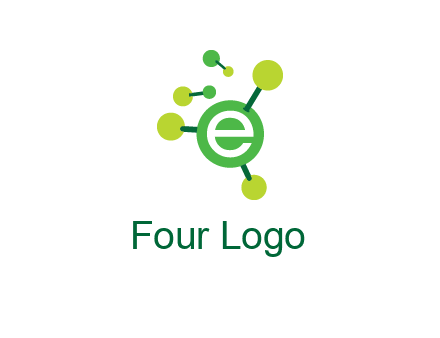letter e inside circle with chemical bond logo