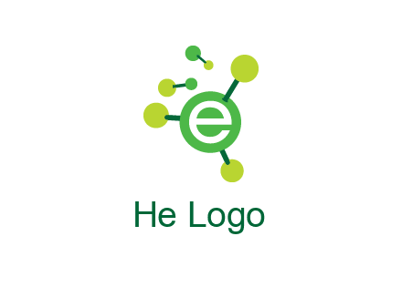 letter e inside circle with chemical bond logo