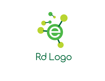 letter e inside circle with chemical bond logo