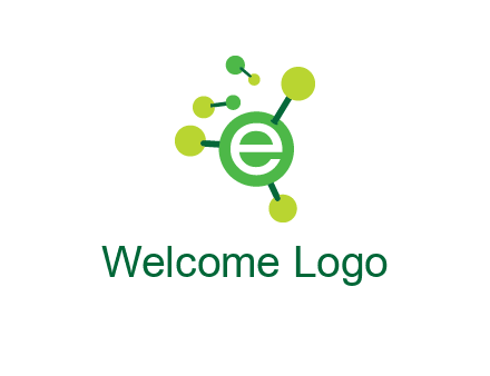 letter e inside circle with chemical bond logo