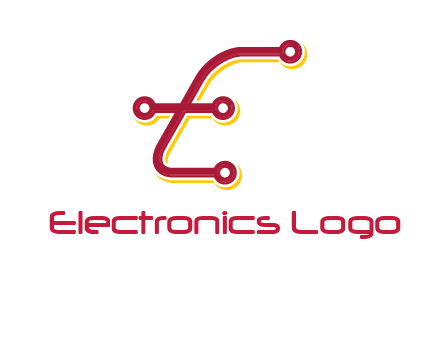 letter E made of tech wires logo