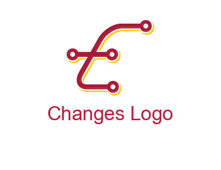 letter E made of tech wires logo