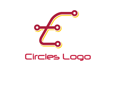letter E made of tech wires logo