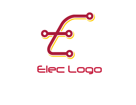letter E made of tech wires logo