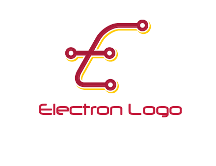 letter E made of tech wires logo